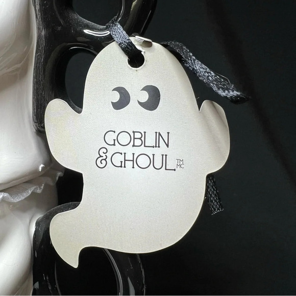 Goblin & Ghoul Ceramic Halloween Stacked BOO Ghost w/ Pumpkin Pal Coffee Mugs - Picture 6 of 12